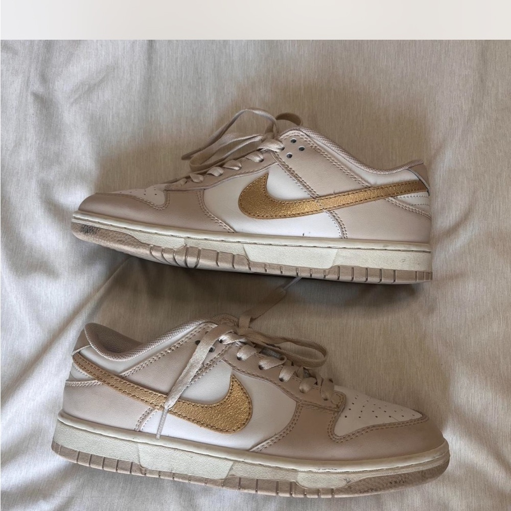 Nike Tan and Gold Low-Top Sneakers